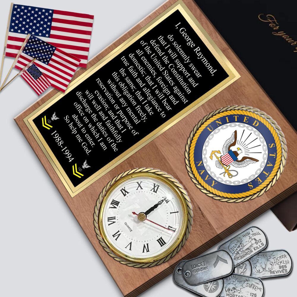 US Navy, Lest We Forget - Wooden Clock 7.8*7.8 in - Image 3