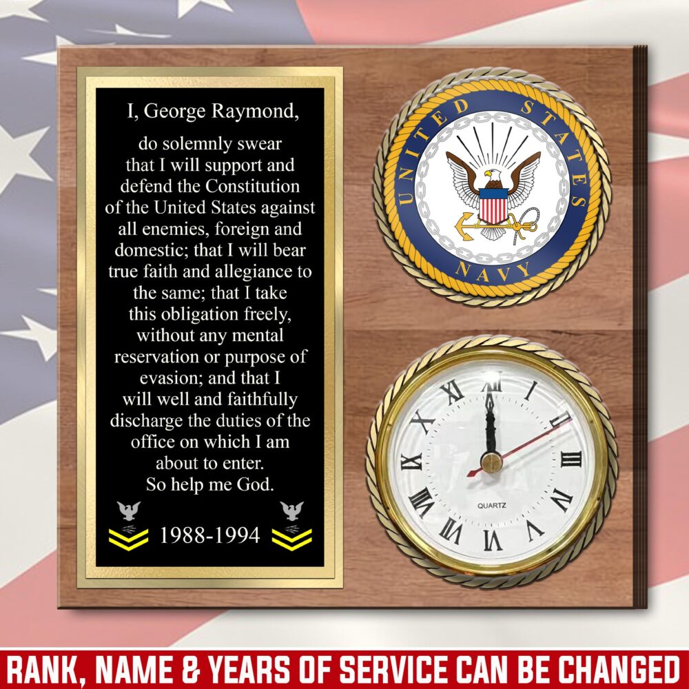 US Navy, Lest We Forget - Wooden Clock 7.8*7.8 in