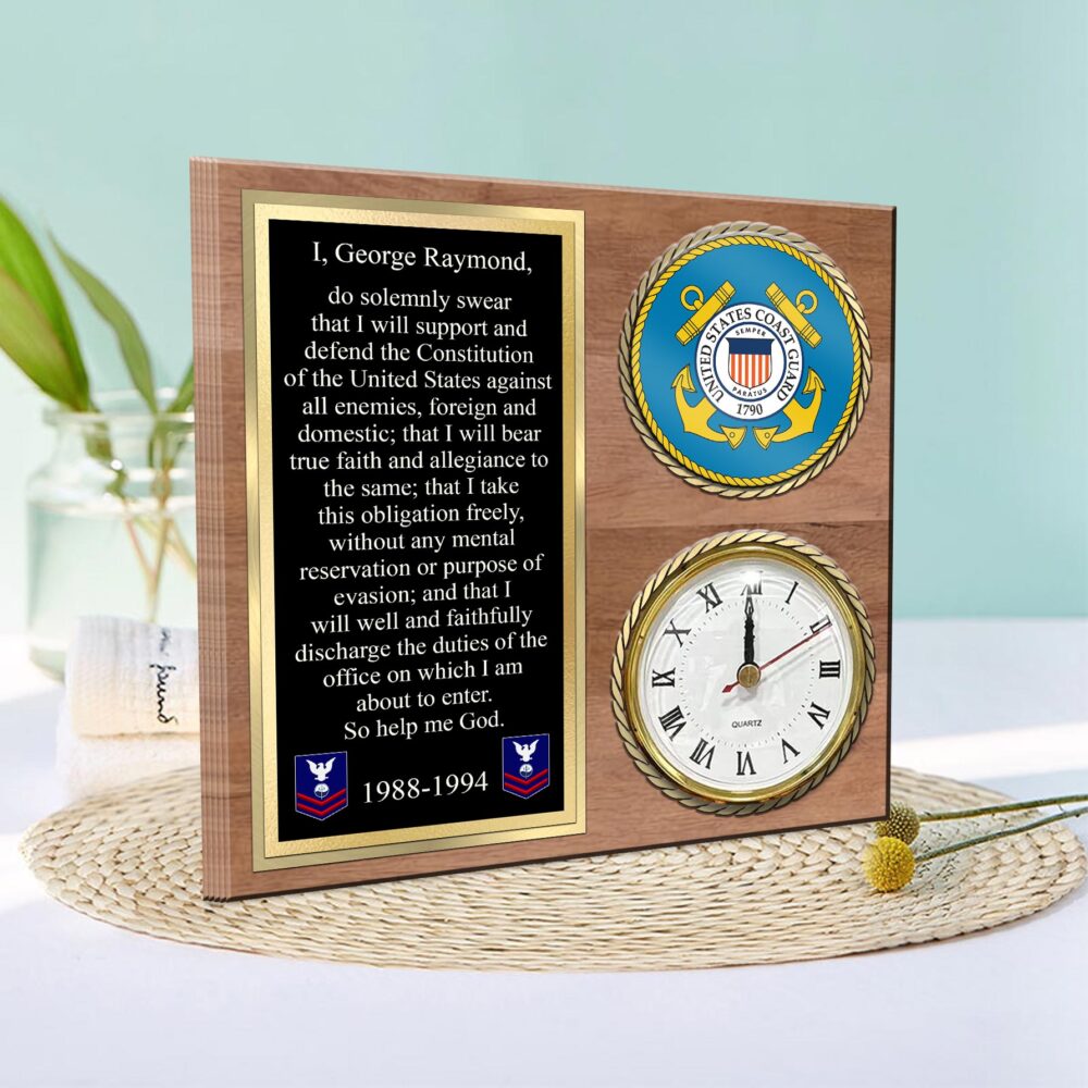 US Coast Guard, E 3 Red - Wooden Clock 11.8*11.8in - Image 2