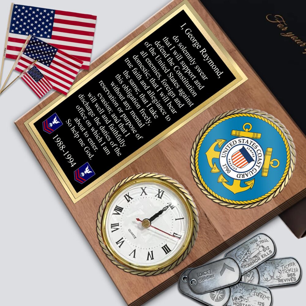 US Coast Guard, E 3 Red - Wooden Clock 11.8*11.8in - Image 3