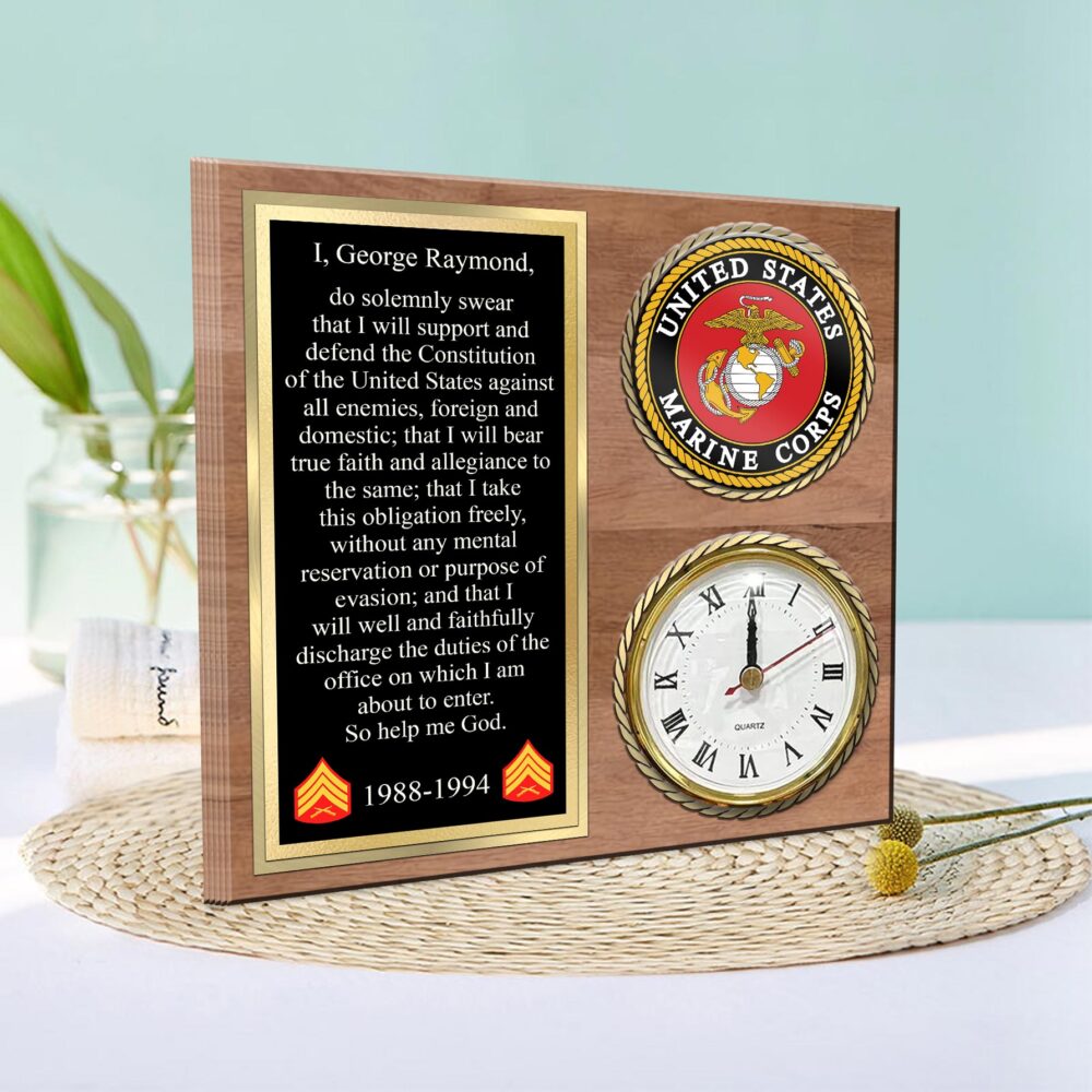 US Marine Corps, First to Fight - Wooden Clock 7.8*7.8 in - Image 2