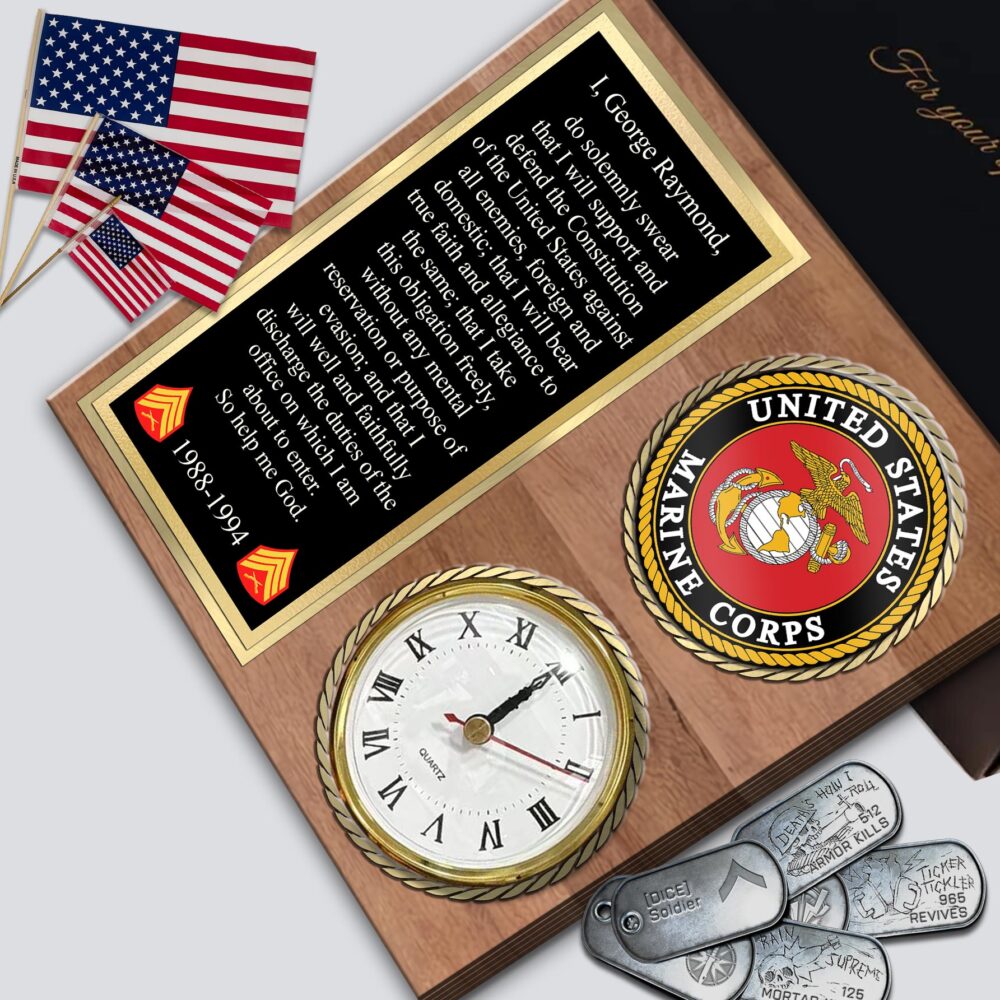 US Marine Corps, First to Fight - Wooden Clock 7.8*7.8 in - Image 3