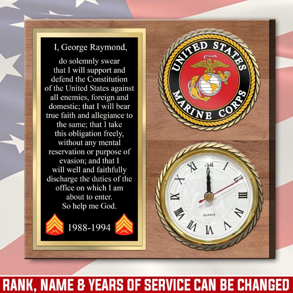 US Marine Corps, First to Fight - Wooden Clock 7.8*7.8 in