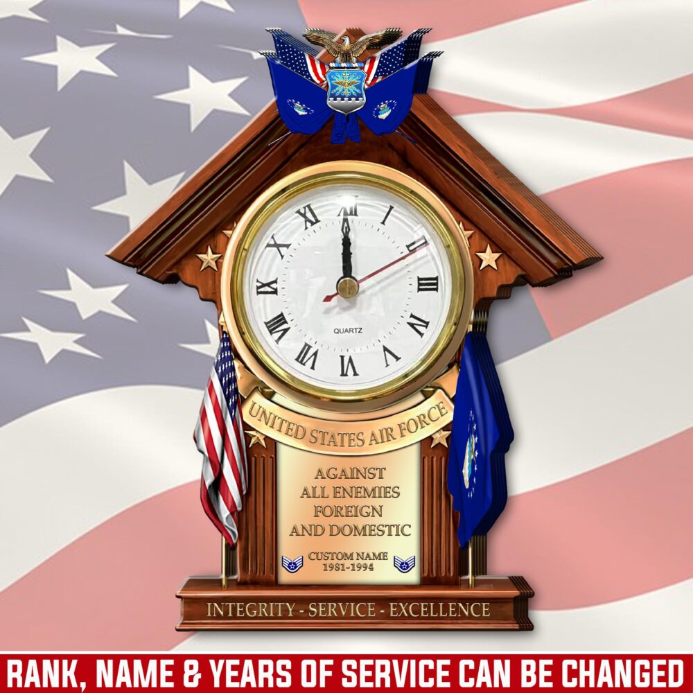 US Air Force , Service Before Self - Wooden Clock 7.8*7.8 in