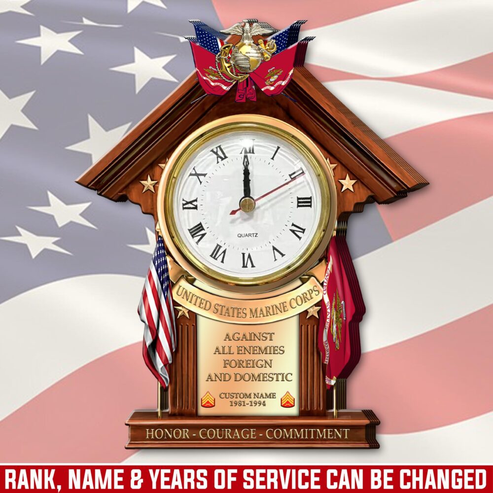 US Marine Corps, The Jarheads - Wooden Clock 11.8*11.8in