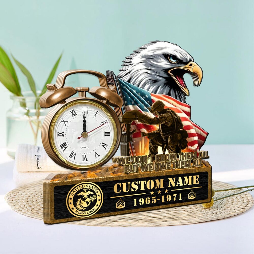 US Marine Corps, The Devil Dogs - Wooden Clock 11.8*11.8in - Image 2