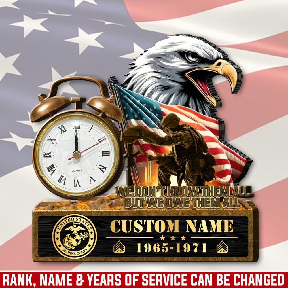 US Marine Corps, The Devil Dogs - Wooden Clock 11.8*11.8in