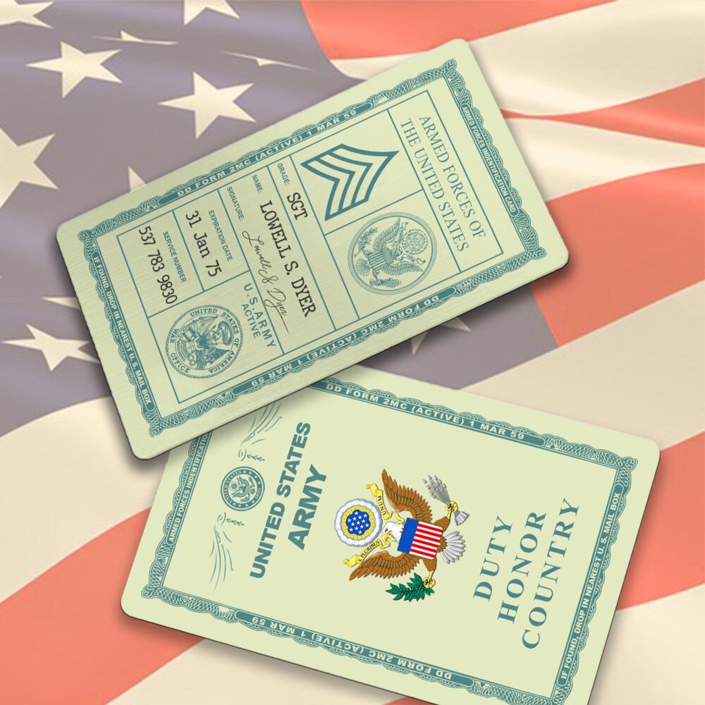 US Army, Remember - Honor - Respect - Printed Metal Card - Image 2