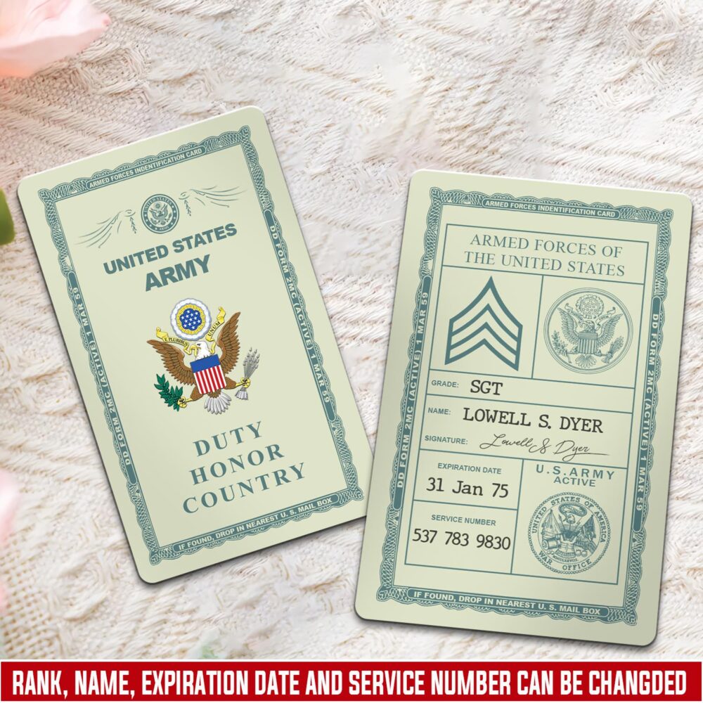 US Army, Remember - Honor - Respect - Printed Metal Card