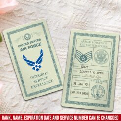 US Air Force , E 9 Air Force Chief Master Sergeant - Printed Metal Card