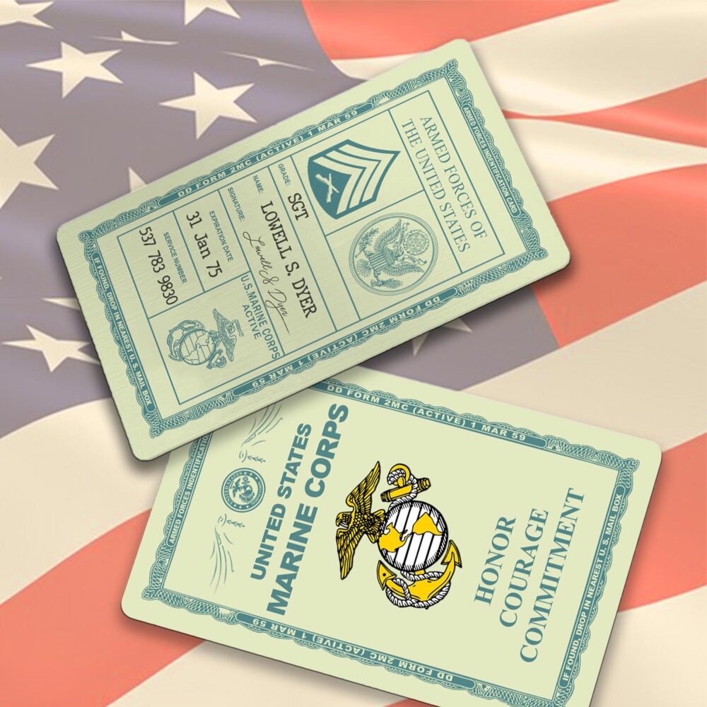 US Marine Corps, Freedom Over Fear - Printed Metal Card - Image 2
