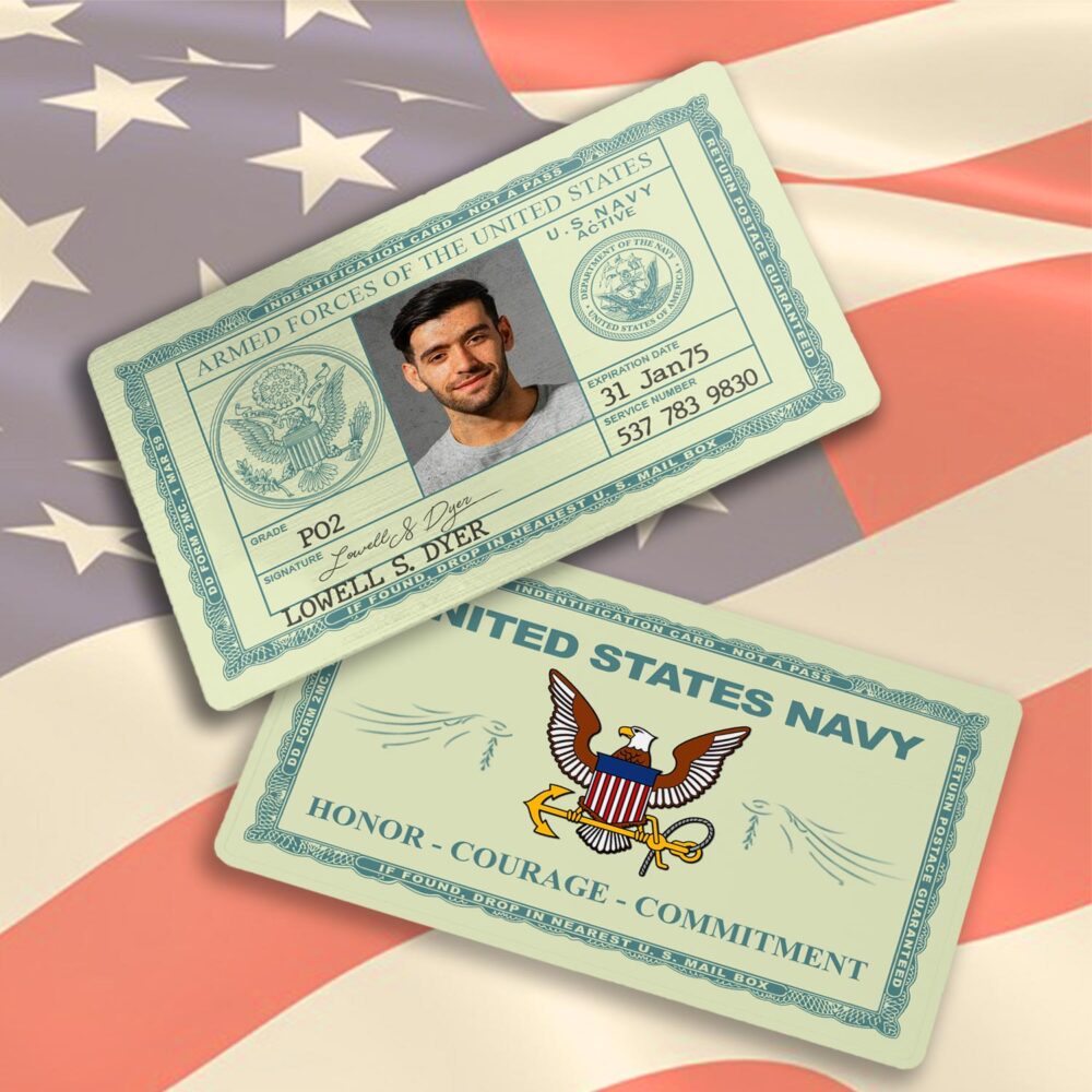 Military Personalized Printed Vintage Identification Metal Card - Image 4
