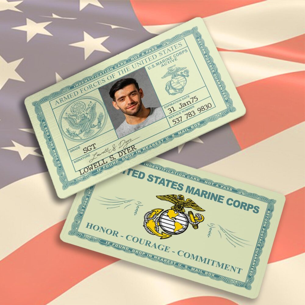 Military Personalized Printed Vintage Identification Metal Card - Image 2