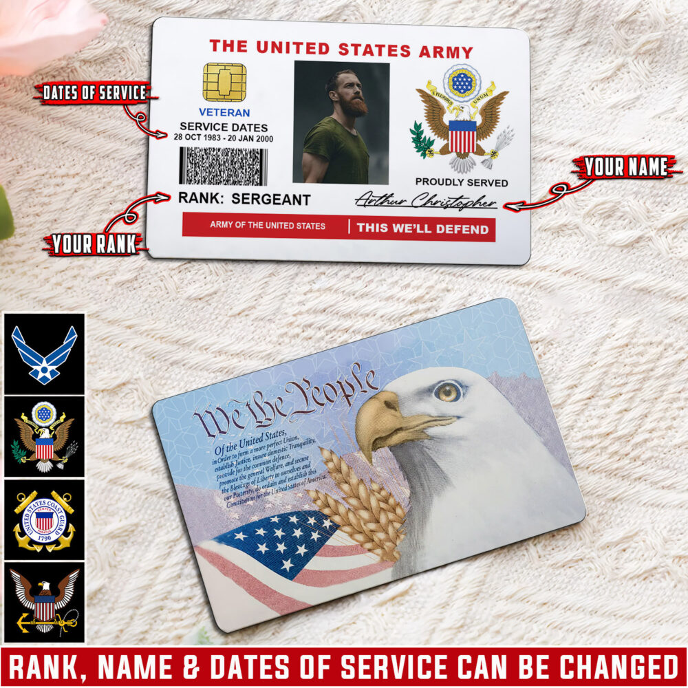 Military Personalized Veteran Identification Metal Card