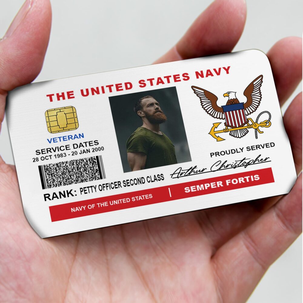 Military Personalized Veteran Identification Metal Card - Image 2