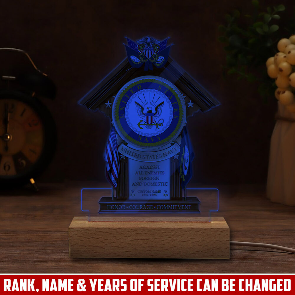 US Navy, Honor The Fallen - Personalized Led Lamp