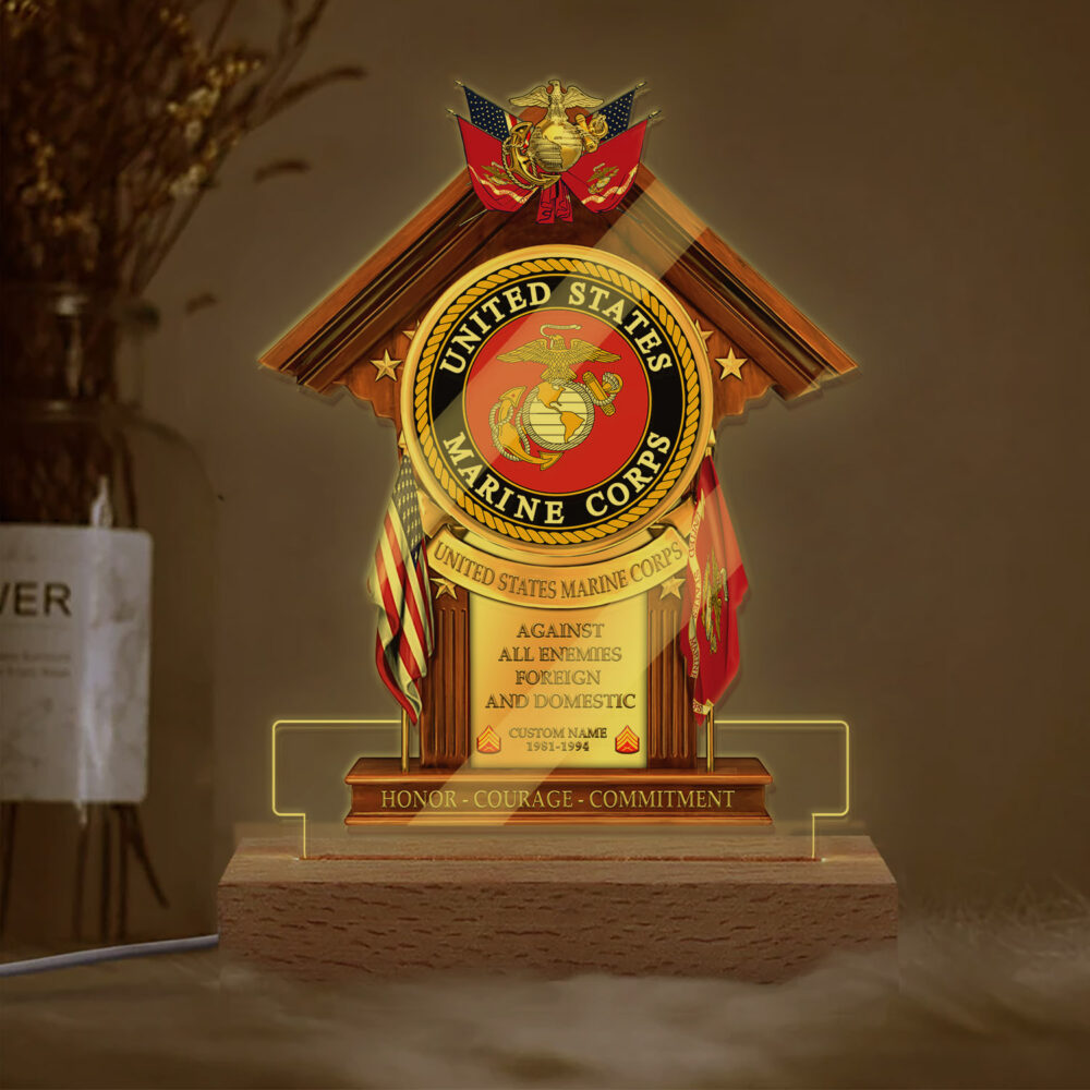 US Marine Corps, Never Retreat, Never Surrender - Personalized Led Lamp - Image 2