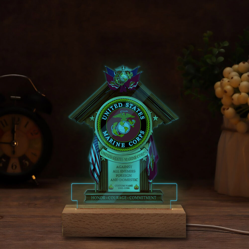 US Marine Corps, Never Retreat, Never Surrender - Personalized Led Lamp - Image 5