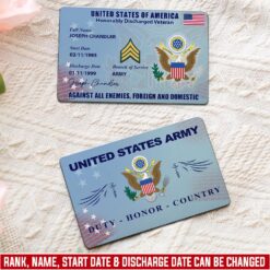 US Army, E 7 Army Master Specialist - Printed Metal Card
