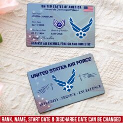 US Air Force , E 9 Air Force Command Chief Master Sergeant - Printed Metal Card