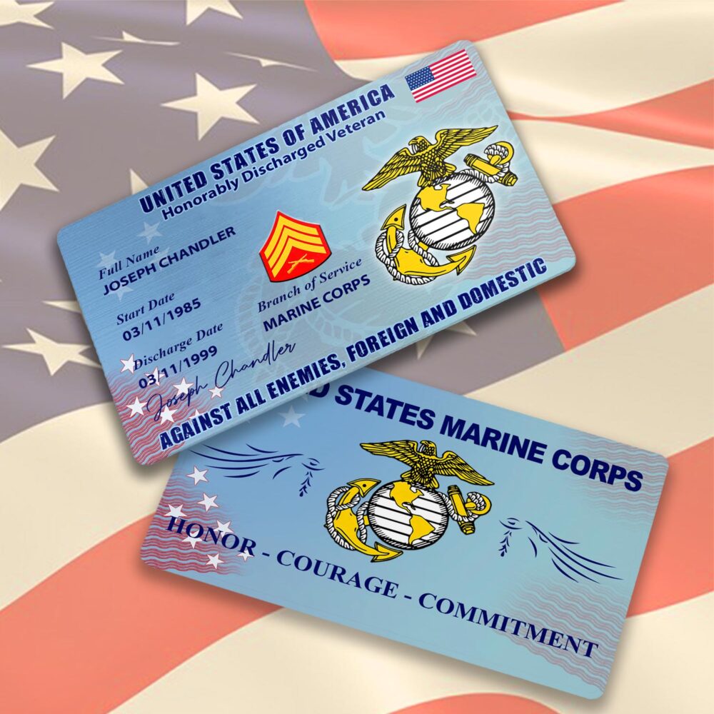 US Marine Corps, O 2 Marines First Lieutenant - Printed Metal Card - Image 3