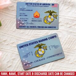 US Marine Corps, O 2 Marines First Lieutenant - Printed Metal Card