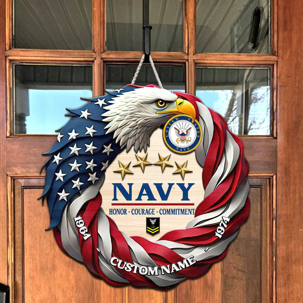 US Navy, E 3 White - 2 Layers Wooden Sign 12x12in - Image 2