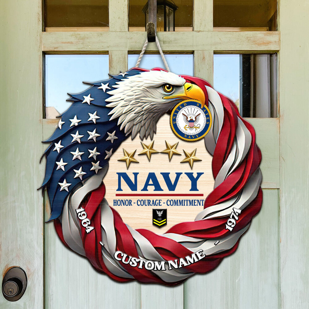 US Navy, E 3 White - 2 Layers Wooden Sign 12x12in - Image 3