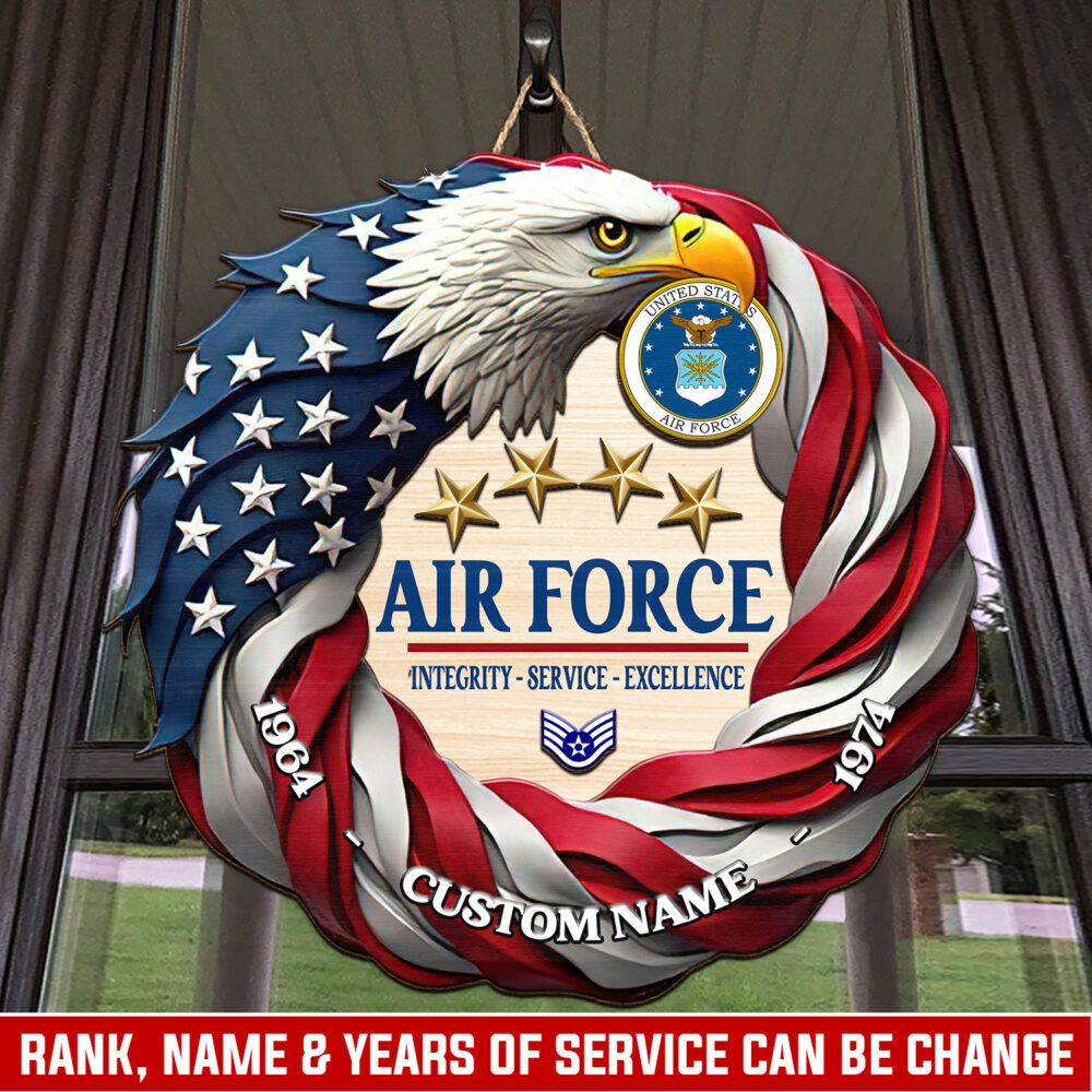 US Air Force, Thank a Veteran - 2 Layers Wooden Sign 12x12in