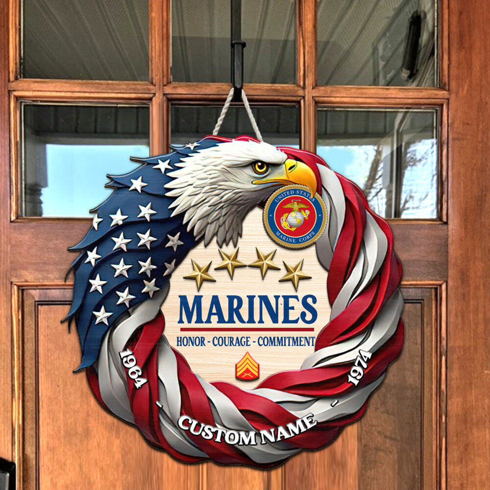 US Marine Corps, Defender of Freedom - 2 Layers Wooden Sign 12x12in - Image 2