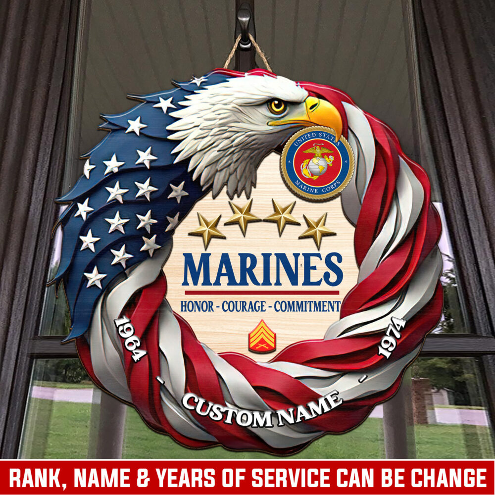 US Marine Corps, Defender of Freedom - 2 Layers Wooden Sign 12x12in