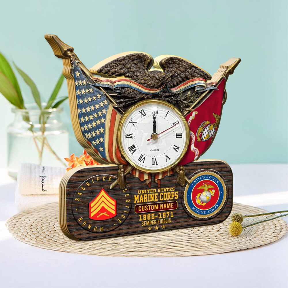 US Marine Corps, I Walked The Walk - Wooden Clock 11.8*11.8in - Image 2