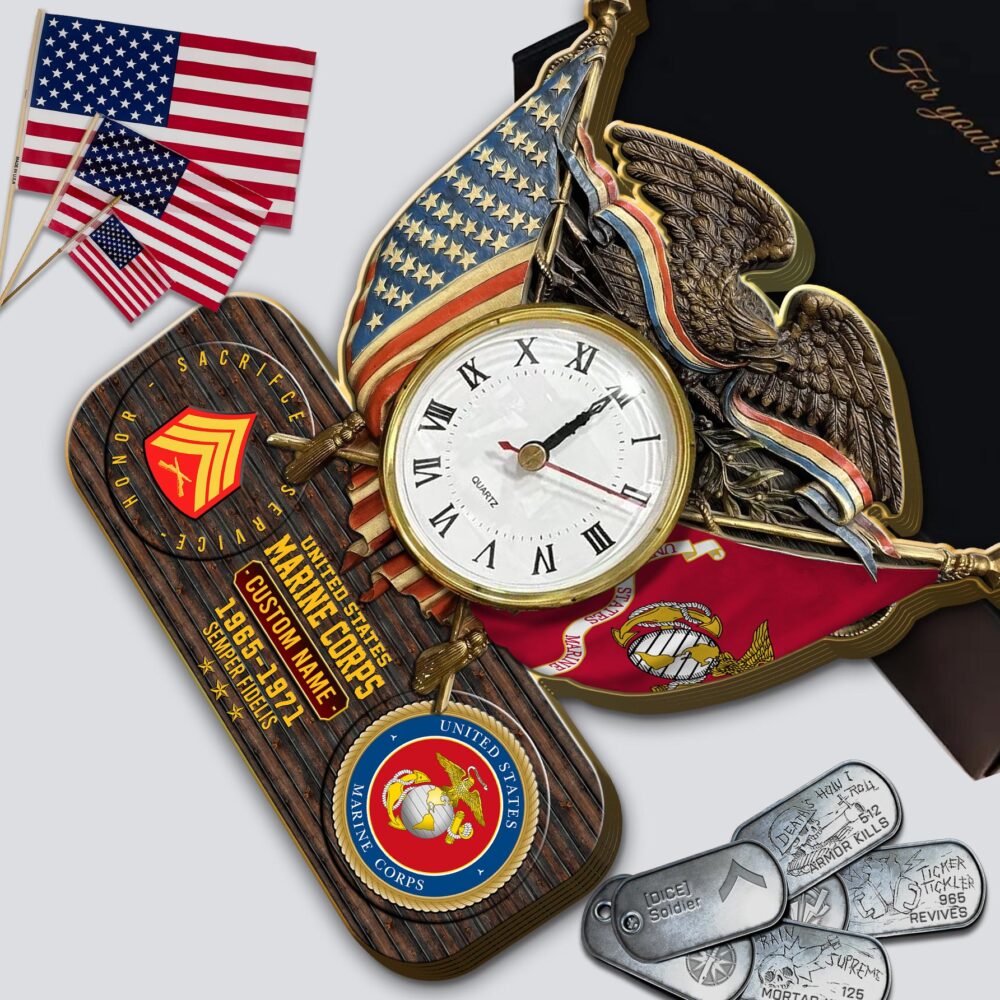 US Marine Corps, I Walked The Walk - Wooden Clock 11.8*11.8in - Image 3