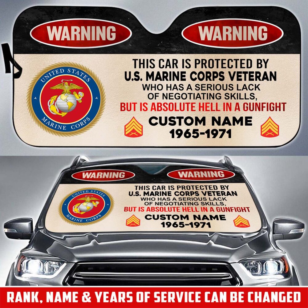 US Marine Corps, E 8 Marines First Sergeant - Car Sun Shade