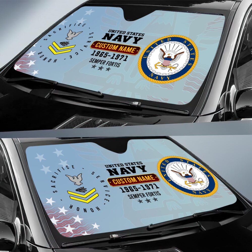 US Navy, Honor - Courage - Commitment - Car Sun Shade - Image 2