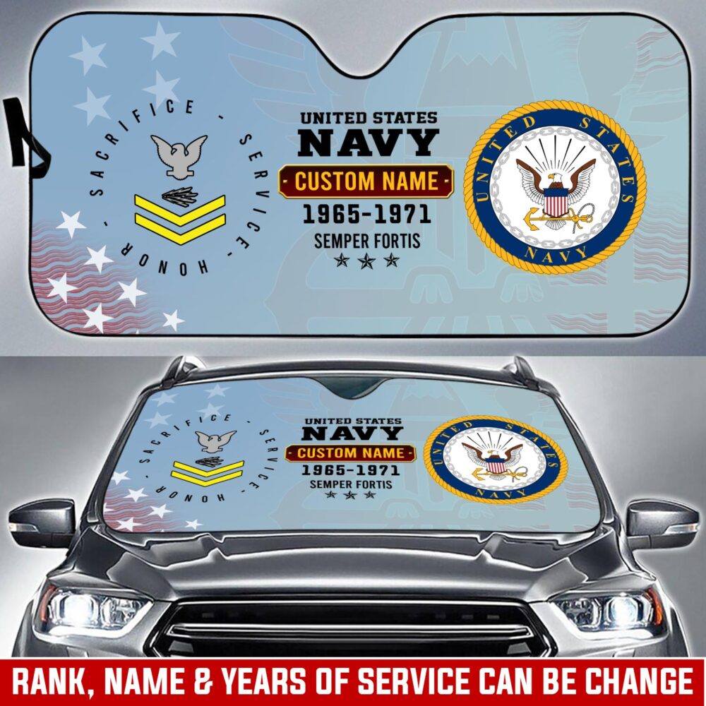 US Navy, Honor - Courage - Commitment - Car Sun Shade