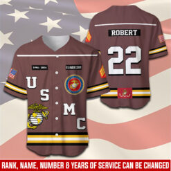 US Marine Corps, Honor, Duty, Service - Baseball Jersey
