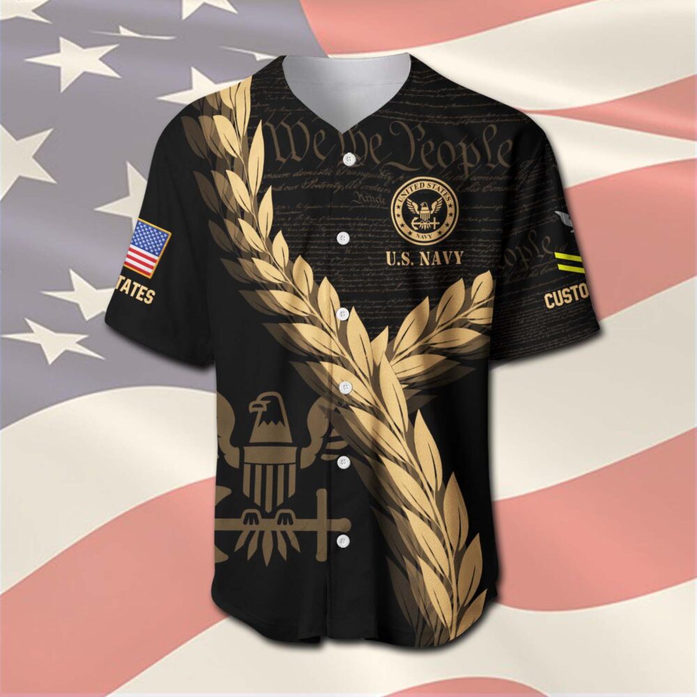 US Navy, E 3 Red - Baseball Jersey - Image 2