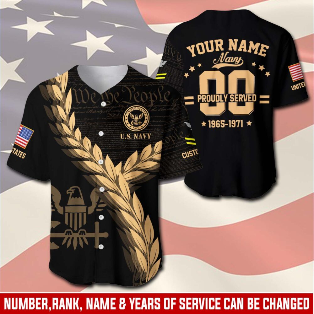 US Navy, E 3 Red - Baseball Jersey