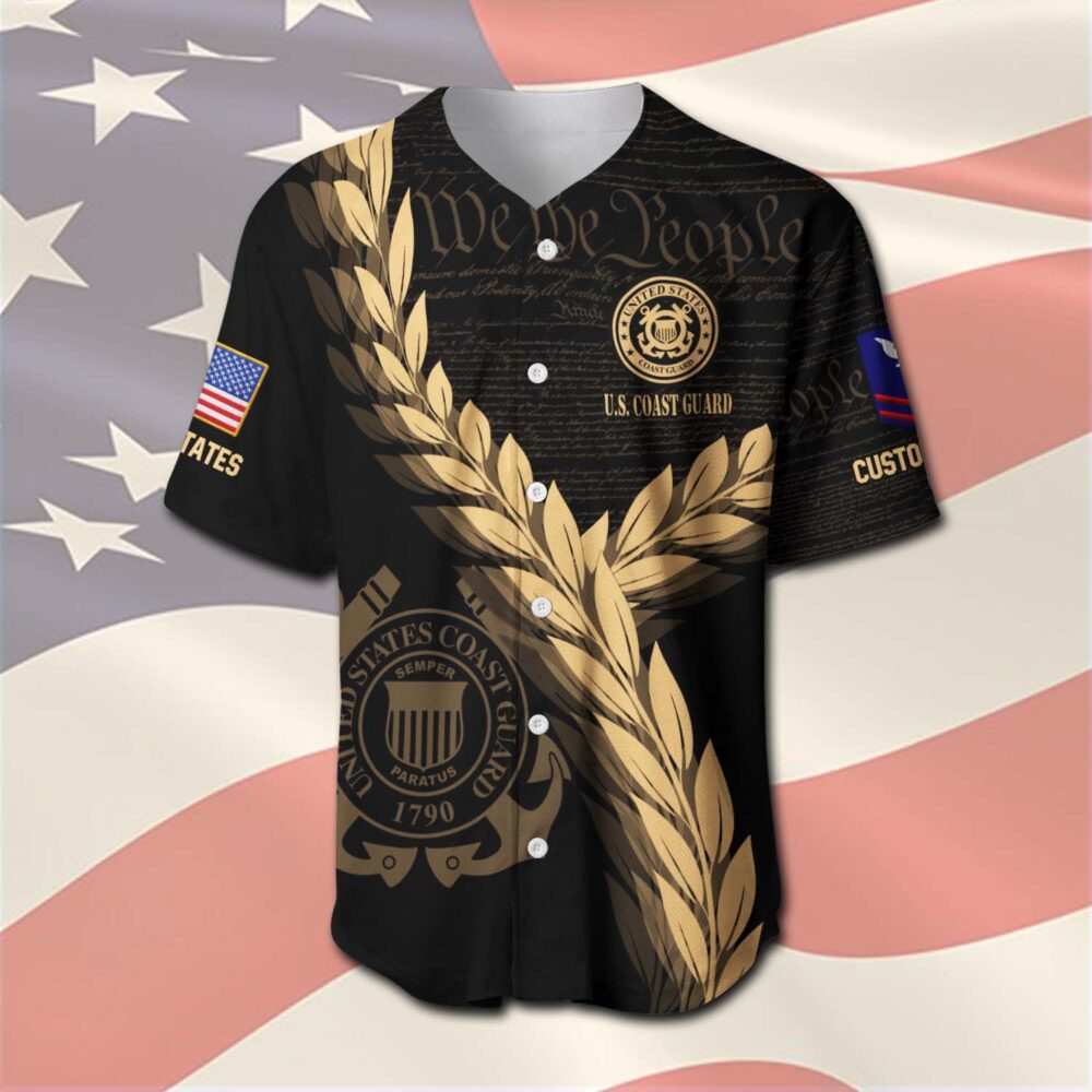 US Coast Guard, E 4 Red - Baseball Jersey - Image 2