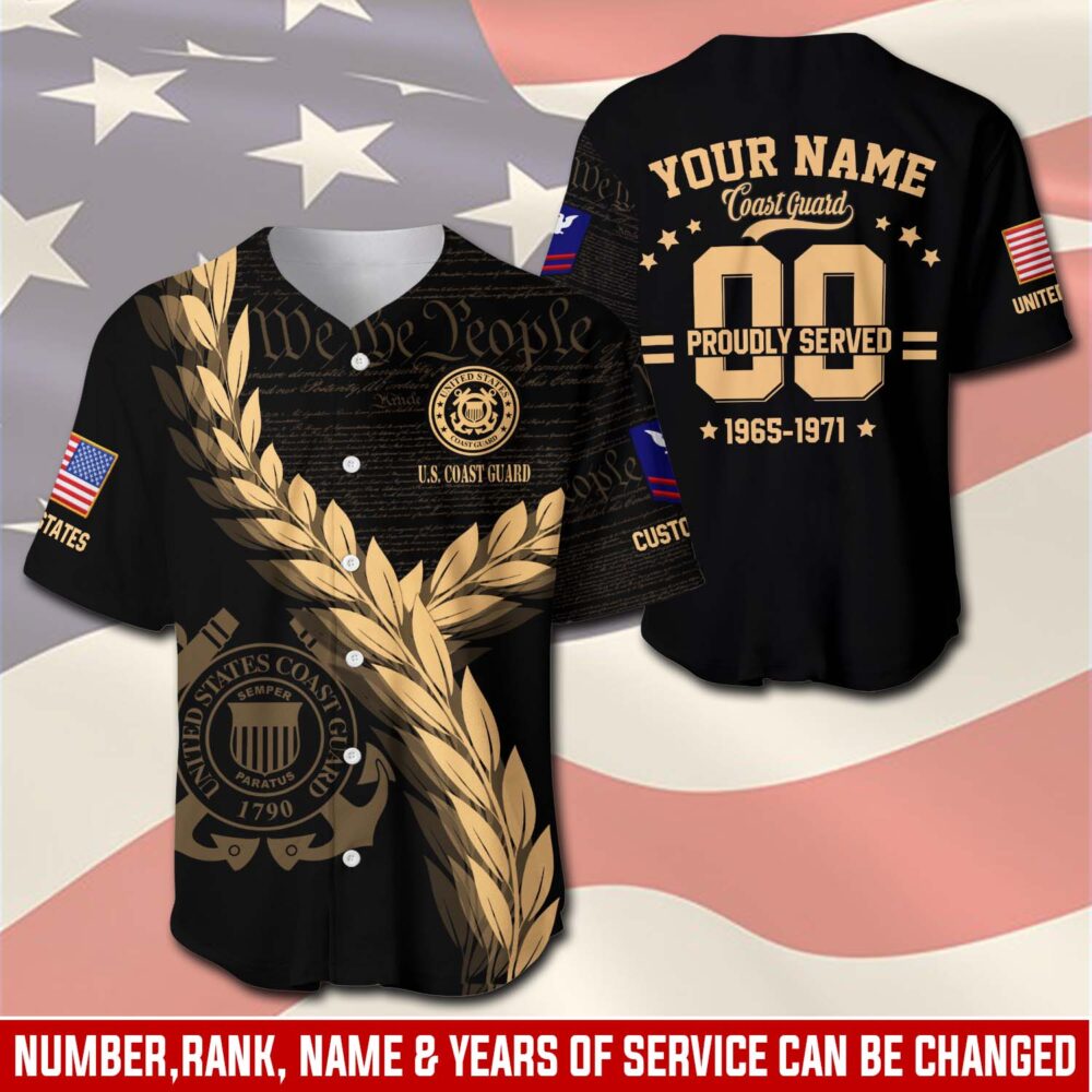 US Coast Guard, E 4 Red - Baseball Jersey