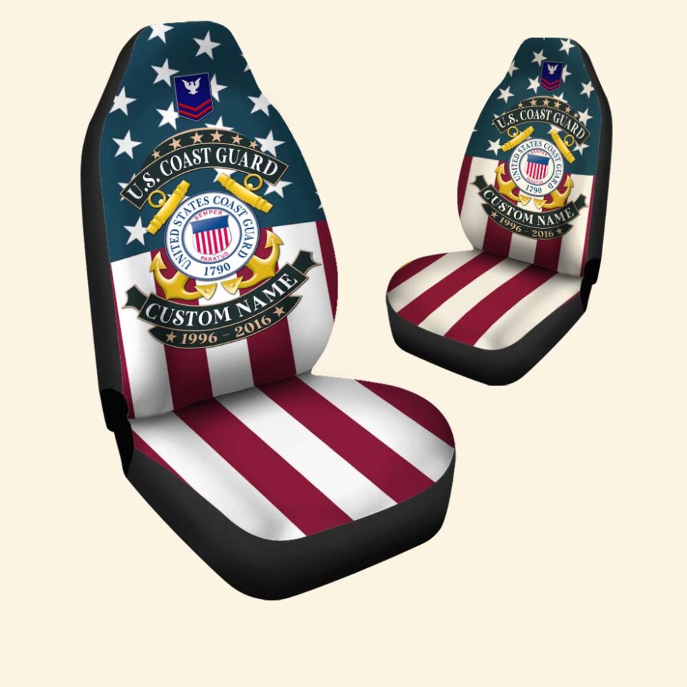 US Coast Guard, American By Birth, Veteran By Choice - Car Seat Covers - Image 2