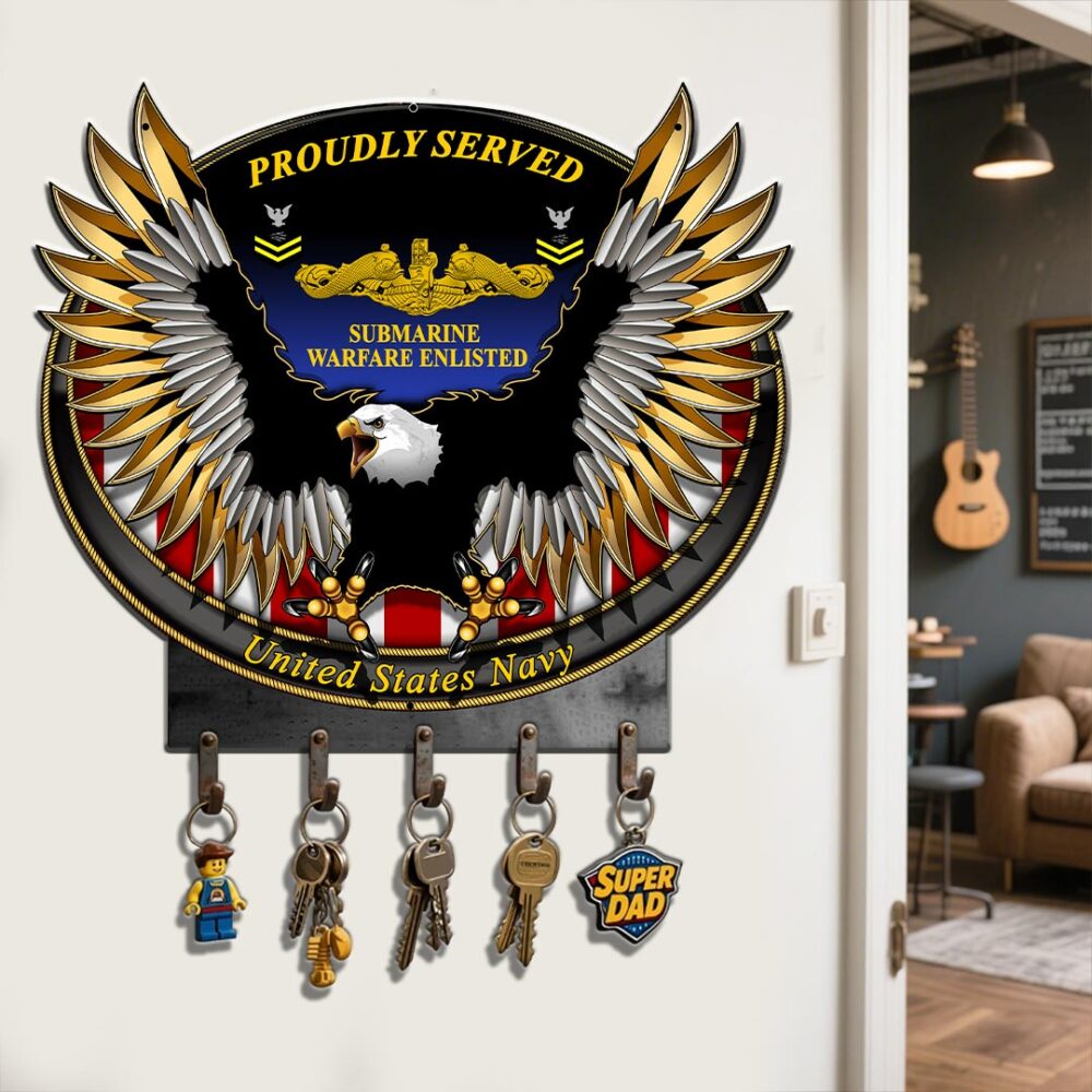 Navy Rating, E 7 Red - Metal Key Holder 14x14 Inch - Image 2