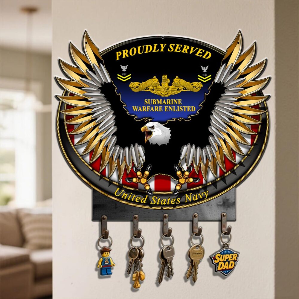 Navy Rating, E 7 Red - Metal Key Holder 14x14 Inch - Image 4