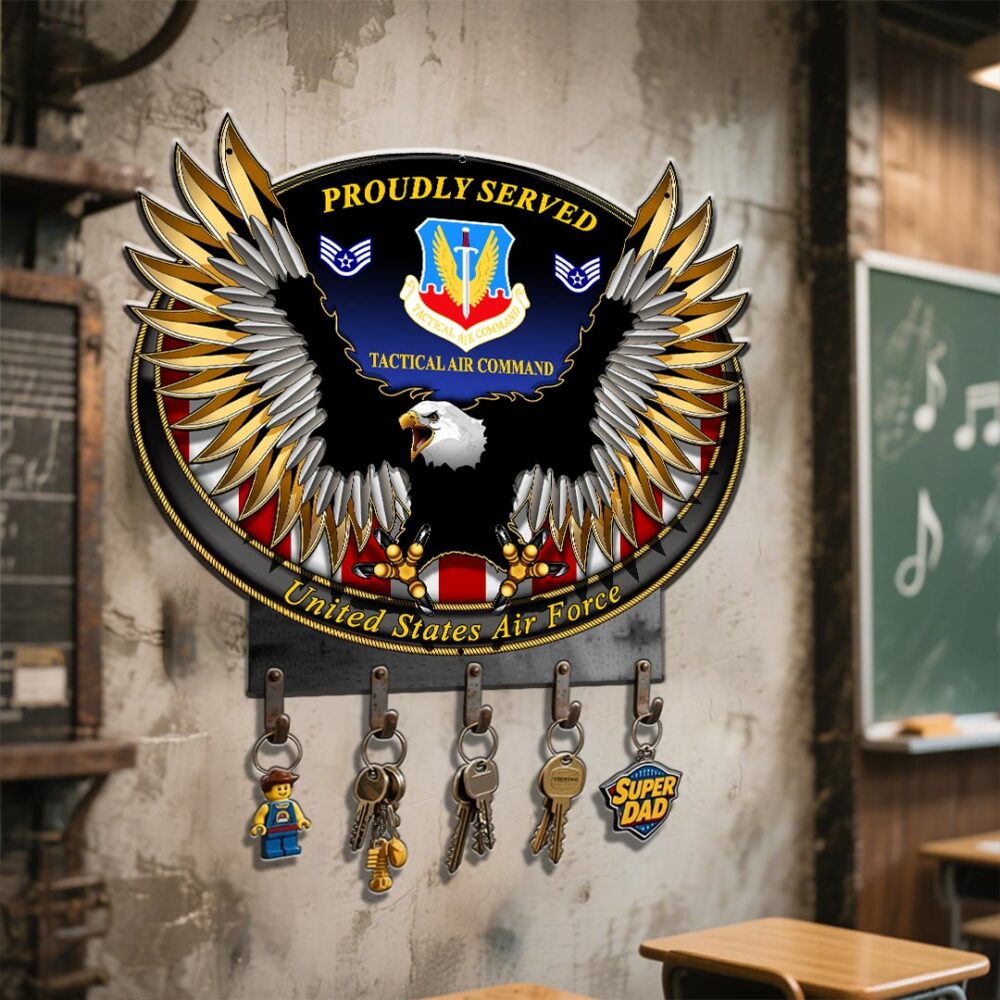 Air Force Badge, All Gave Some, Some Gave All - Metal Key Holder 8x8 Inch - Image 3
