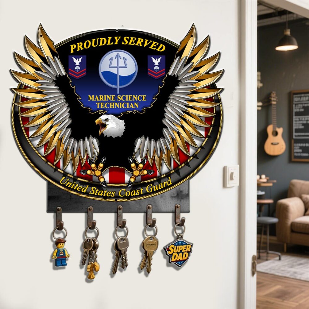 Coast Guard Rating, E 9 Gold - Metal Key Holder 24x24 Inch - Image 2