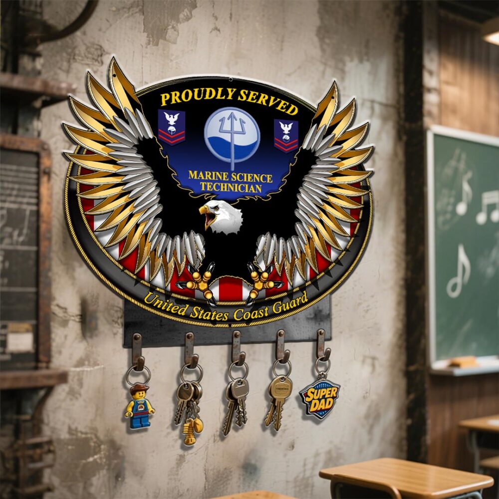 Coast Guard Rating, E 9 Gold - Metal Key Holder 24x24 Inch - Image 3