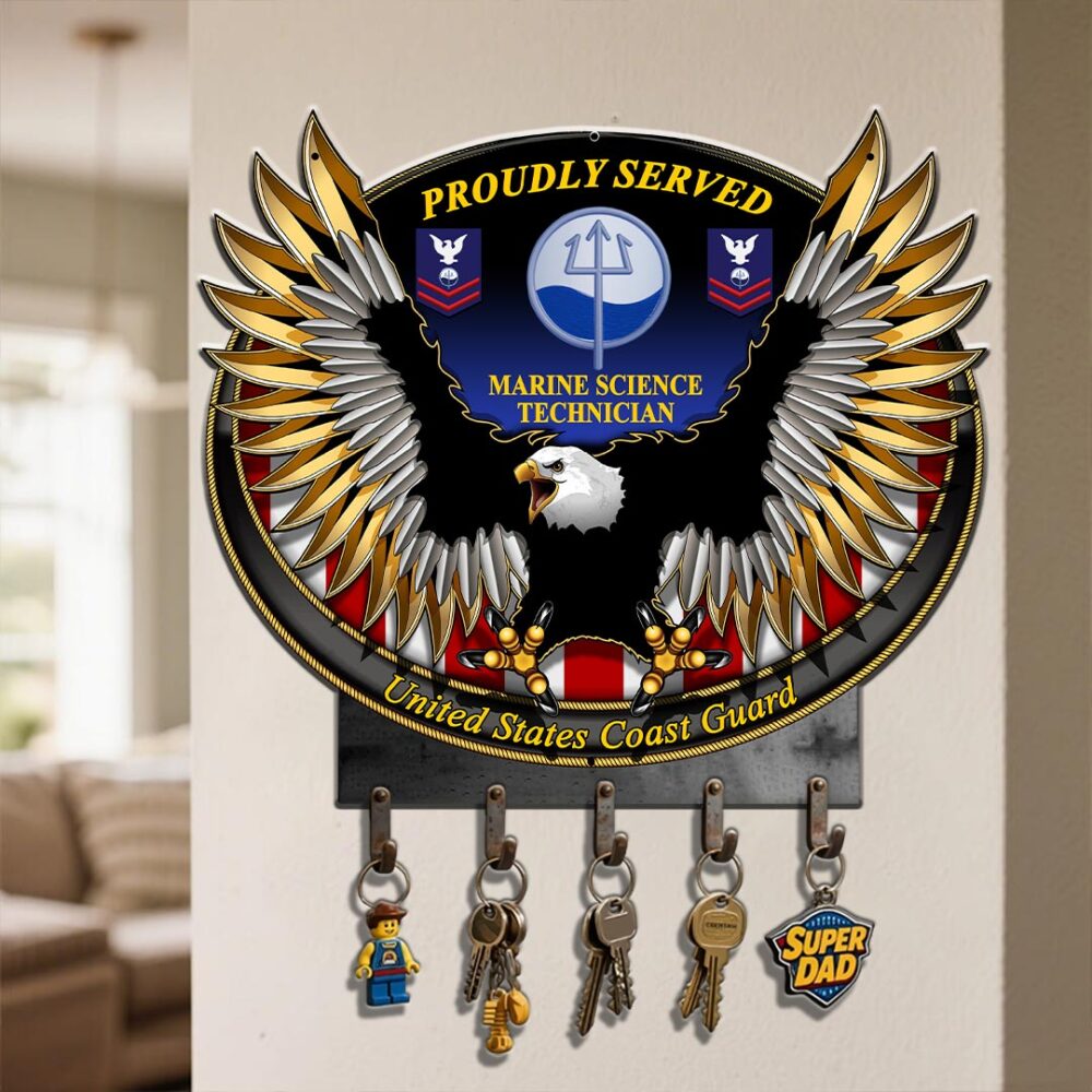 Coast Guard Rating, E 9 Gold - Metal Key Holder 24x24 Inch - Image 4