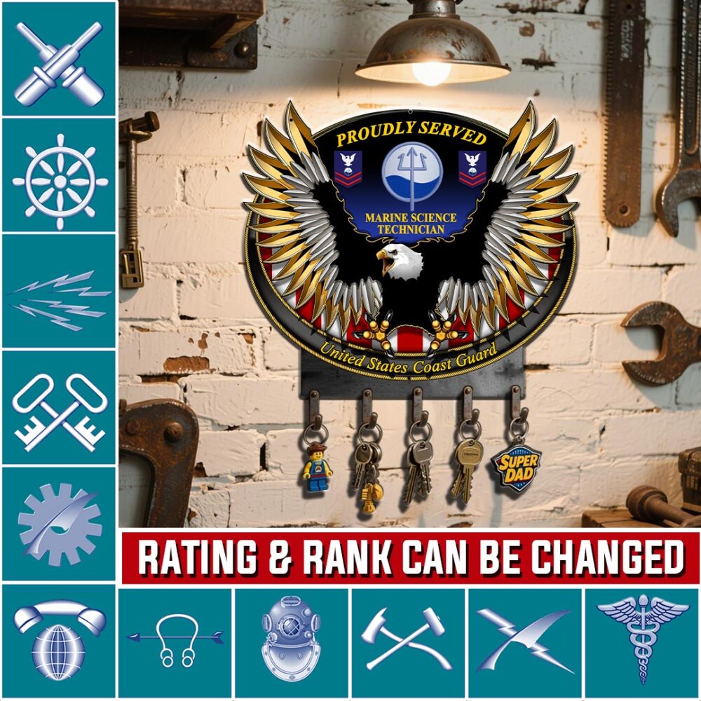 Coast Guard Rating, E 9 Gold - Metal Key Holder 24x24 Inch
