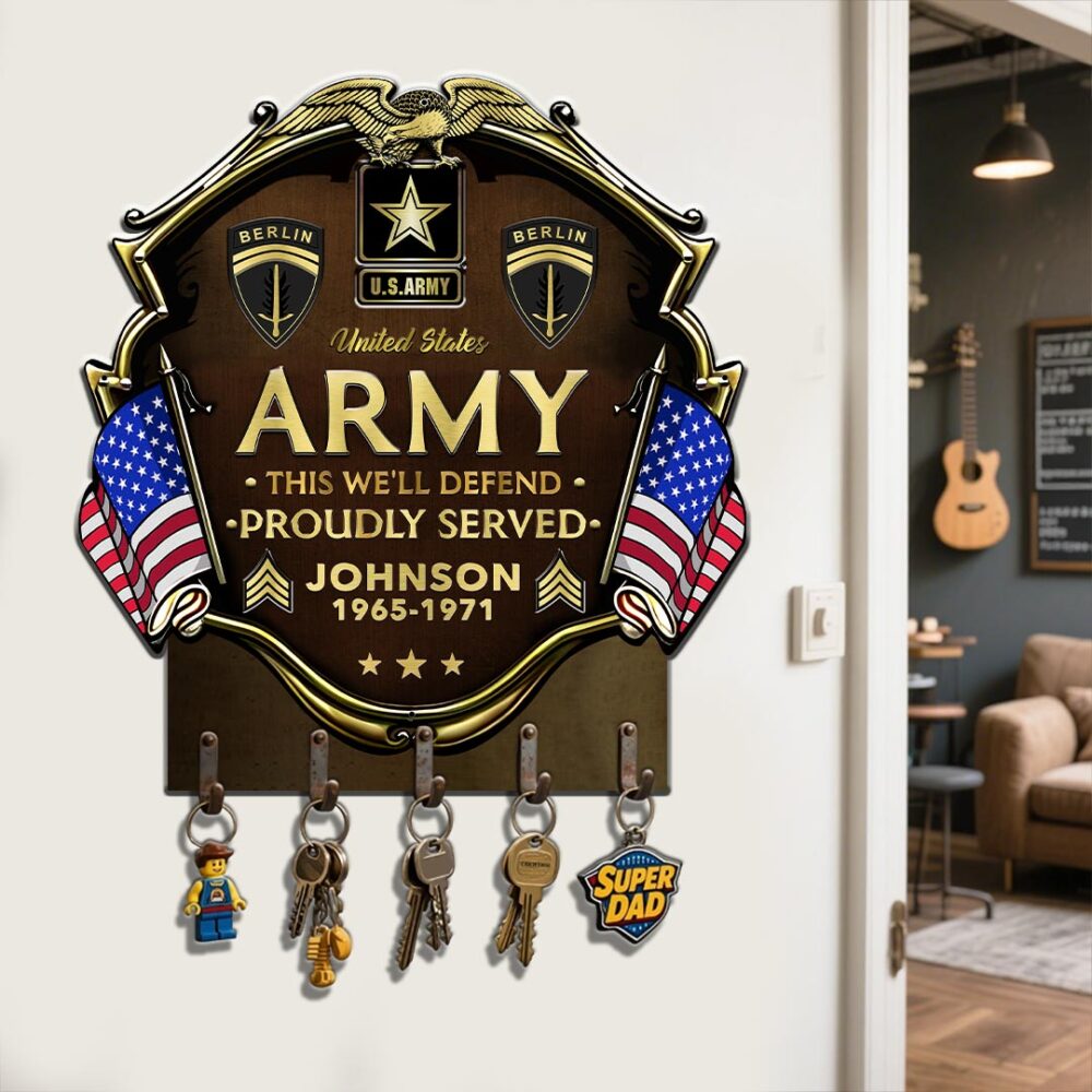 Army Division, E 7 Army Sergeant First Class - Metal Key Holder 8x8 Inch - Image 2